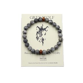Natural Stone Bracelet, Grey Wolf Bracelet, Grey Jasper Bracelet, Larvikite Bracelet, Energy Bracelet