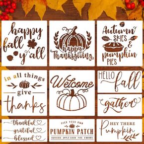 Large Fall Stencils 12" Fall Stencil Happy Thanksgiving Stencils Pumpkin Stencil for Painting on Wood Give Thanks Templates