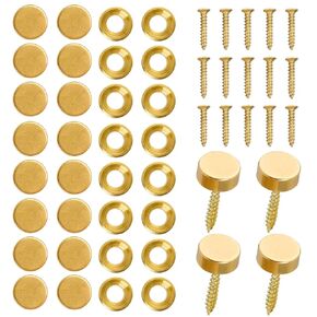 16Pcs Brass Decorative Screw with Caps, 12mm (1/2") Retro Mirror Screws, Self Tapping Upholstery Screws, Decorative Screws with Caps for Furniture Cabinet Door Window Painting Mirror Fixing