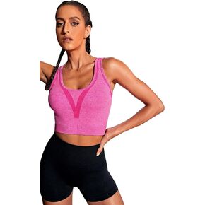 WDIRARA Women's Spaghetti Strap Sleeveless Crop Bra High Stretch Gym Fitness Workout Sport Bra