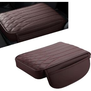 1 PC Car Armrest Cover, 12.59" x 8.66" x 1.96" Memory Foam Leather Center Console Protector Armrest Pad with Pocket, Automotive Decoration Accessories, for Most Cars, Trucks, SUVs (Black)