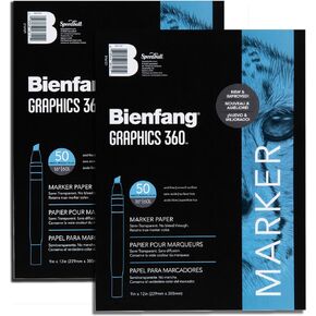Bienfang Graphics 360 Marker Paper Pad, 9-Inch by 12-Inch, 50 Sheet (2-Pack)