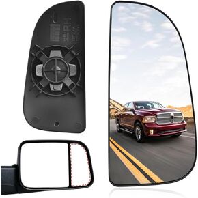 Ram Driver Left Side Lower Mirror Glass Replacement for 2010-2020 Dodge Ram 1500 2500 3500 4500 5500, Towing Mirrors Convex Glass with Rear Mounting Bracket, 68067731AA
