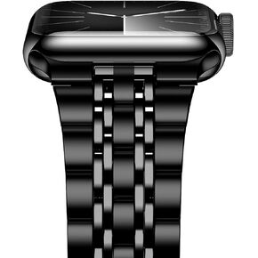 iiteeology Metal Band Compatible with Apple Watch Band 49mm 45mm 44mm 42mm 41mm 40mm 38mm, Upgraded Business Stainless Steel Link Band for Apple Watch Ultra 2/Series 9/Ultra/Series 8/7/6-7 Beads