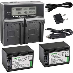 Kastar Dual Fast Charger & 2X Battery Replacement for Sony NP-FV70, NP-FH70 and FDR-AX53, HDR-CX675, HDR-CX455, HDR-CX900, TD30V, HDR-PV710V, HDR-PJ670, HDR-PJ810, HDR-TD30V, FDR-AX33, FDR-AX100