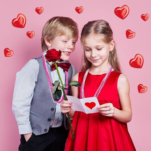 Bucherry 200 Pcs Valentine's Day Bead Necklaces Red Pink Bead Necklaces 33 Inch 7 mm Hot Pink Valentines Day Metallic Round Beaded Necklace for Women Party Valentine's Pink Party Decorations in Kuwait