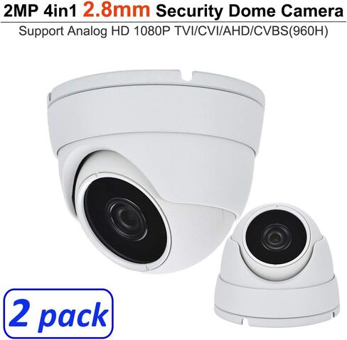 101AV 2MP 4in1 TVI/AHD/CVI/CVBS 2.8mm Fixed Lens Surveillance Dome Camera DWDR OSD menu Indoor Outdoor for CCTV DVR Home Office Surveillance Security (White) (1 Pack) in Saudi Arabia