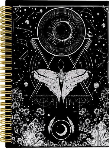 Knibeo Gothic Tarot Journal Notebook - Celestial Journal, Witch Journal, Gothic Notebook, 5.5×8.3 Inch Witchy Skull Spiral Bound Notebook, Witch Gifts in Kuwait