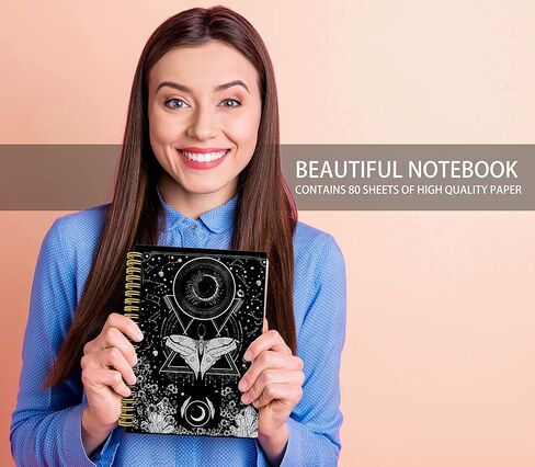 Knibeo Gothic Tarot Journal Notebook - Celestial Journal, Witch Journal, Gothic Notebook, 5.5×8.3 Inch Witchy Skull Spiral Bound Notebook, Witch Gifts in Kuwait