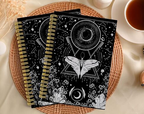 Knibeo Gothic Tarot Journal Notebook - Celestial Journal, Witch Journal, Gothic Notebook, 5.5×8.3 Inch Witchy Skull Spiral Bound Notebook, Witch Gifts in Kuwait