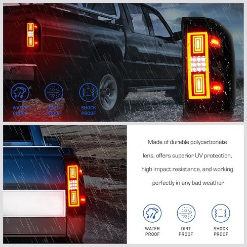 مجموعة مصابيح LED الخلفية + طقم ضوء الفرامل الثالث مناسب لسيارة Chevy Silverado 1500 2500HD 3500HD 2014-2018، لسيارة GMC Sierra 3500 HD مع عجلة مزدوجة 2015-2018 (نوع الهالوجين المناسب، غير مناسب لمصنع LED) عدسات دخان in Kuwait