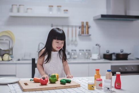 PlanToys Wooden Food and Beverage Kitchen Playset (3432) | Sustainably Made from Rubberwood and Non-Toxic Paints and Dyes in Saudi Arabia
