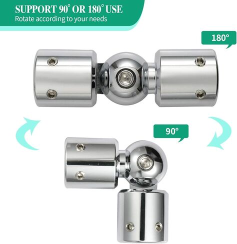 الثقيلة نافذة الستار قضيب موصل الزاوية قضيب الستارة موصل يتوقف الكوع موصل خليج النوافذ قضيب الزاوية الكوع موصل ل 1 بوصة خليج قضبان الستارة (مجموعة من 2، الفضة) in Kuwait