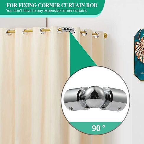 الثقيلة نافذة الستار قضيب موصل الزاوية قضيب الستارة موصل يتوقف الكوع موصل خليج النوافذ قضيب الزاوية الكوع موصل ل 1 بوصة خليج قضبان الستارة (مجموعة من 2، الفضة) in Kuwait