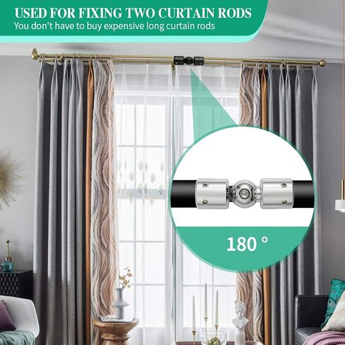 الثقيلة نافذة الستار قضيب موصل الزاوية قضيب الستارة موصل يتوقف الكوع موصل خليج النوافذ قضيب الزاوية الكوع موصل ل 1 بوصة خليج قضبان الستارة (مجموعة من 2، الفضة) in Kuwait