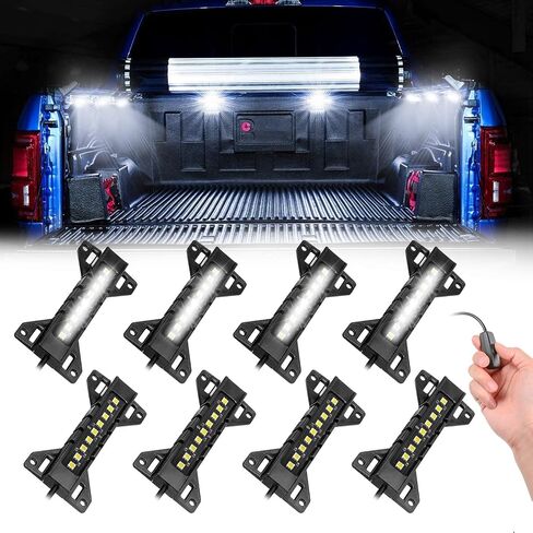 Truck Bed Lights with Switch 8 Pods Truck Cargo Lights Pickup Truck Accessories Waterproof LED Truck Bed Lights Kit for Pickup Truck RV SUV Car Vans Boats - White in Saudi Arabia