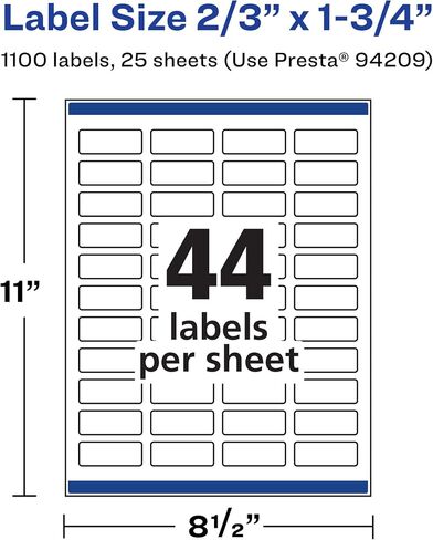 Avery Matte White Rectangle Labels with Sure Feed, 2/3" x 1-3/4", 1,100 Matte White Printable Labels in Saudi Arabia