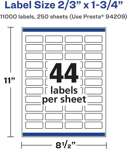 Avery Matte White Rectangle Labels with Sure Feed, 2/3" x 1-3/4", 1,100 Matte White Printable Labels in Saudi Arabia