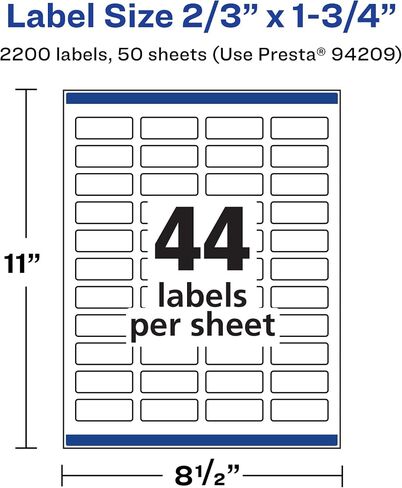 Avery Matte White Rectangle Labels with Sure Feed, 2/3" x 1-3/4", 1,100 Matte White Printable Labels in Saudi Arabia
