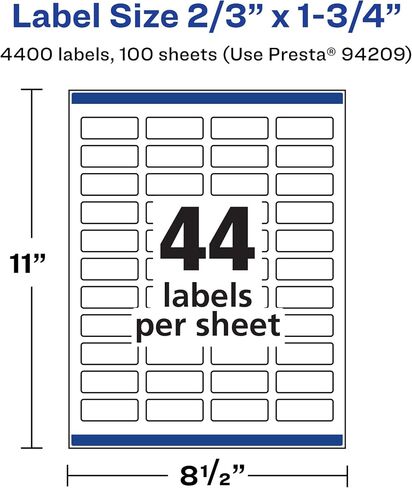 Avery Matte White Rectangle Labels with Sure Feed, 2/3" x 1-3/4", 1,100 Matte White Printable Labels in Saudi Arabia