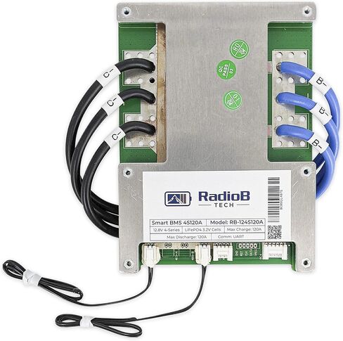 Smart BMS 4S 12V 120A Lifepo4 Lithium Battery Management PCB Protection Board with Balance Leads and Wireless Bluetooth Module - Supports 4 Cells 12.8 Volts DIY Programmable in Saudi Arabia