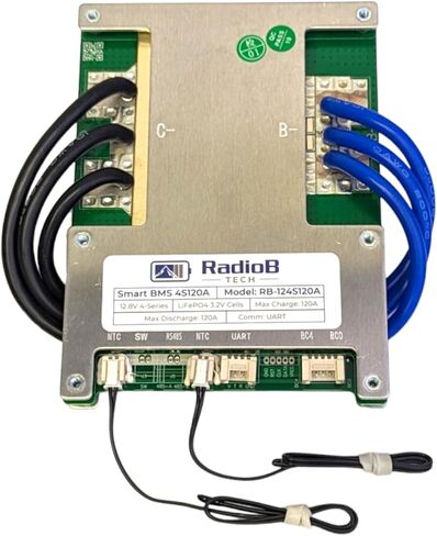 Smart BMS 4S 12V 120A Lifepo4 Lithium Battery Management PCB Protection Board with Balance Leads and Wireless Bluetooth Module - Supports 4 Cells 12.8 Volts DIY Programmable in Saudi Arabia