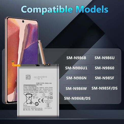 مجموعات استبدال بطارية Note 20 Ultra، [4500UmAh] (ترقية جديدة) متوافقة مع Samsung Galaxy Note 20 Ultra مع لاصق ودليل التثبيت ومجموعات أدوات الإصلاح in Kuwait