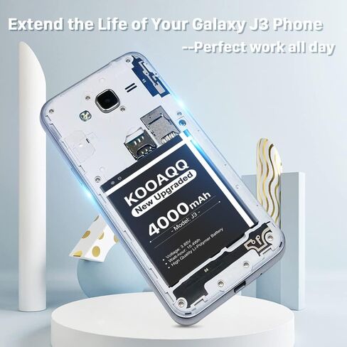 بطارية Galaxy J3، (الإصدار الجديد 2024) بطارية بديلة 4000 مللي أمبير في الساعة لهاتف Samsung J3 J327A J327P J320V J320A J320F J320P EB-BG530BBC EB-BG530BBE/ Galaxy On5/Galaxy Grand Prime SM-G550F in Kuwait