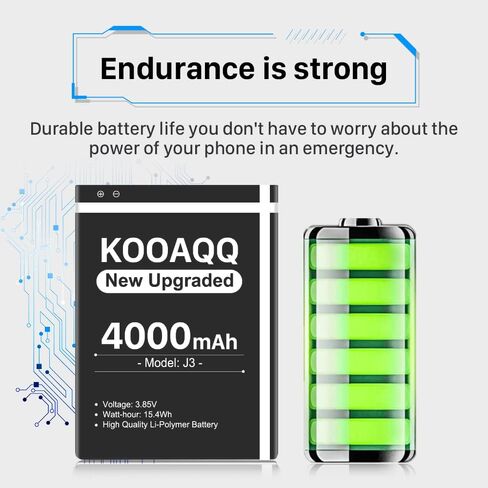 بطارية Galaxy J3، (الإصدار الجديد 2024) بطارية بديلة 4000 مللي أمبير في الساعة لهاتف Samsung J3 J327A J327P J320V J320A J320F J320P EB-BG530BBC EB-BG530BBE/ Galaxy On5/Galaxy Grand Prime SM-G550F in Kuwait