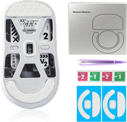 Immoenuc مجموعتان من زلاجات الماوس لـ Pulsar X2/X2mini/X2V2/X2V2Mini/X2H/X2Hmini/X2A/X2Amini وسادات قدم الماوس متينة 0.8 مم PTFE (أبيض) in Kuwait