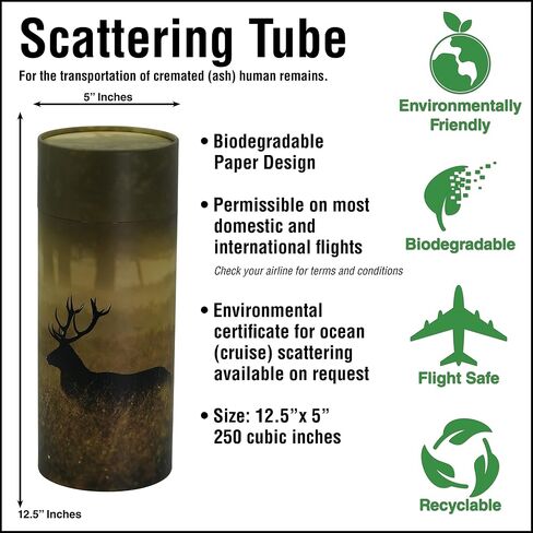 Casket Depot Green Forest Adult Size Memorial Collection Scattering Tube, Biodegradable Urn for Scattering Ashes, Eco Urn, Adult Size 13" Long, Holds Up to 250 Cubic Inches Ashes in Saudi Arabia