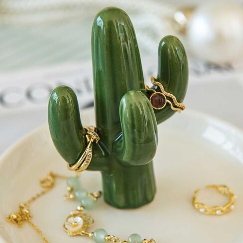 Cactus Ring Holder Dish, Ceramic Jewelry Tray Trinket Dish for Necklace Keychain Organizer, Cute Funny Birthday Wedding Mothers Day Gift for Women Friends Girls in Saudi Arabia