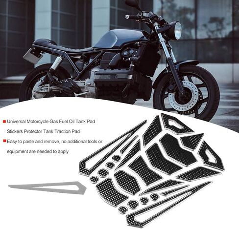 for motorcycle tank protector Motorcycle Tank Sticker,Universal Soft Rubber Motorcycle Gas Tank Pad Stickers Protector Tank Traction Pad(silver edge) in Saudi Arabia