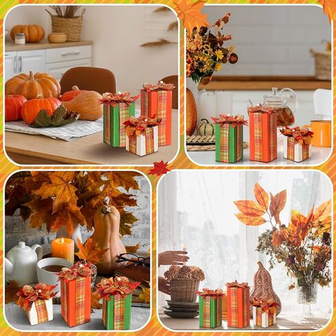 Thyle 3 Pcs Fall Decorations for Home Thanksgiving Signs Wooden Table Sign Farmhouse Autumn Block Sign Fall Harvest Table Centerpieces for Home Party Decor(Orange, Green, Gray) in Saudi Arabia