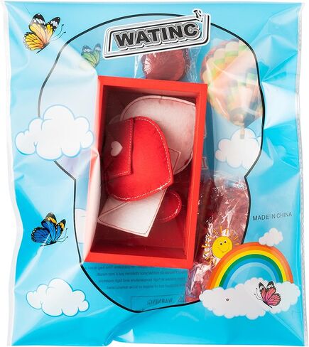 WATINC Valentine's Day Tiered Tray Decor Set - Red Wooden Crate with Felt Envelopes, Artificial Flowers Petals, and Cut Paper Filler in Saudi Arabia
