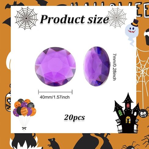 FINGERINSPIRE 64Pcs 20mm Flat Back Round Acrylic Rhinestone Stick On Plastic Gems Red Orange Black Purple Self Adhesive Jewels Embelishments Crystal Gems for Halloween Cosplay Costumes Jewelry Making in Saudi Arabia