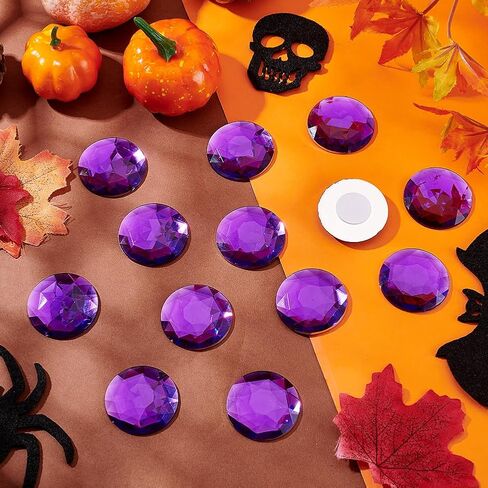 FINGERINSPIRE 64Pcs 20mm Flat Back Round Acrylic Rhinestone Stick On Plastic Gems Red Orange Black Purple Self Adhesive Jewels Embelishments Crystal Gems for Halloween Cosplay Costumes Jewelry Making in Saudi Arabia