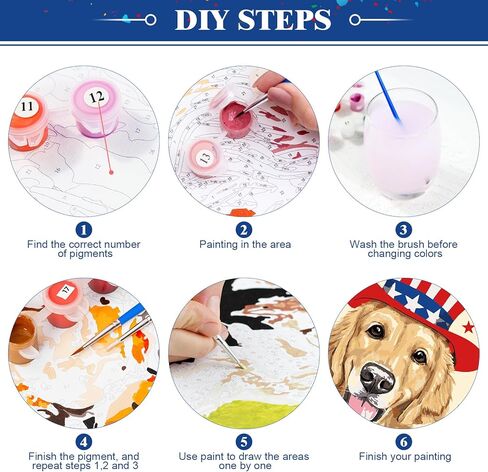 مجموعة الطلاء الوطني بالأرقام من Wodison للأطفال على القماش، لوحة زيتية للعلم الأمريكي للكلب DIY بالأرقام للبالغين المبتدئين ديكور جدار المنزل 16 × 20 بوصة (بدون إطار) in Kuwait