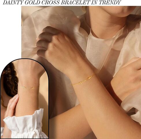 Cross Bracelet with Birthstone, Dainty Gold Birthstone Bracelets for Women Birthday Gifts Christian Gifts for Her Religious Faith Baptism Confirmation Gifts for Teen Girls Christmas Jewelry for Sister Daughter Granddaughter Girlfriend in Saudi Arabia