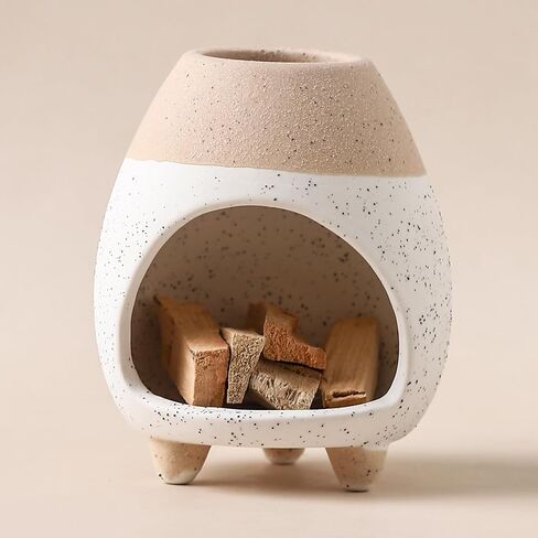 Palo Santo Holder Burner, Handcrafted Ceramic Incense Holder Burner and Ash Catcher for Palo Santo Sticks or sage Bundles, Smudge Bowl, Meditation Home Decor(Beige) in Saudi Arabia