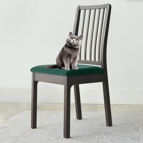 Chair Seat Covers - Soft Velvet Slipcovers for Dining Room Chairs - Transform Your Space with Easy-to-Install, Elasticized Slipcovers (4, kelly) in Saudi Arabia