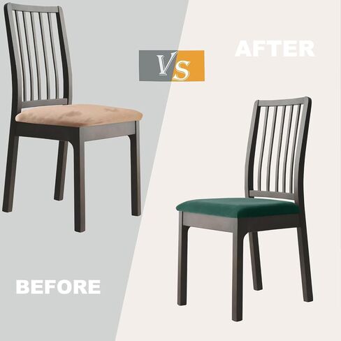 Chair Seat Covers - Soft Velvet Slipcovers for Dining Room Chairs - Transform Your Space with Easy-to-Install, Elasticized Slipcovers (4, kelly) in Saudi Arabia