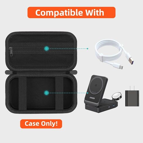 حقيبة سفر لمحطة شحن Anker MagGo 3in1، حامل شاحن لاسلكي MagSafe، حقيبة تخزين حامل محطة شحن مغناطيسية قابلة للطي لكابل شاحن iPhone ومحول (الجراب فقط!) in Saudi Arabia