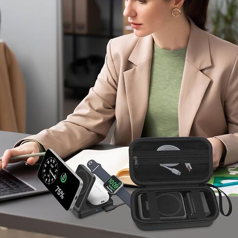 حقيبة سفر لمحطة شحن Anker MagGo 3in1، حامل شاحن لاسلكي MagSafe، حقيبة تخزين حامل محطة شحن مغناطيسية قابلة للطي لكابل شاحن iPhone ومحول (الجراب فقط!) in Saudi Arabia