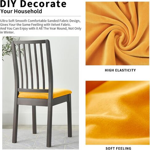 Chair Seat Covers - Soft Velvet Slipcovers for Dining Room Chairs - Transform Your Space with Easy-to-Install, Elasticized Slipcovers (4, kelly) in Saudi Arabia
