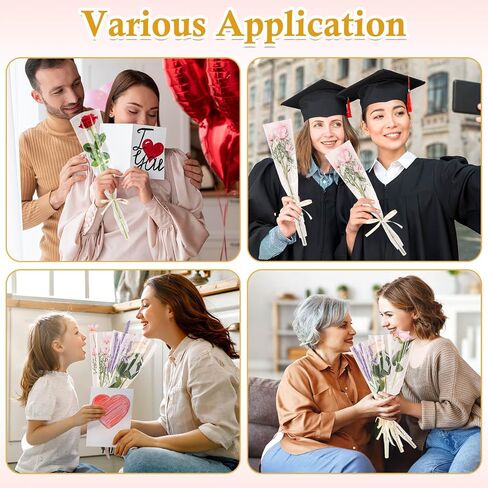 cridoz 100 Pcs Single Rose Sleeve with 100 Pcs Floral Water Tubes for Bouquets, Single Flower Sleeve Flower Wrapping Bags Flower Water Tubes for Mother's Day Graduation Party(Transparent) in Saudi Arabia