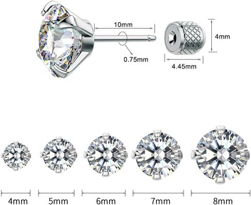 TOPBRIGHT 5 أزواج من الأقراط ذات الظهر المسطح بدون خيوط 316L من الفولاذ الجراحي هيبوالرجينيك أقراط مكعبة زركونيا فضية وذهبية أقراط من التيتانيوم الغضروف مجموعة أقراط للنساء والرجال in Kuwait