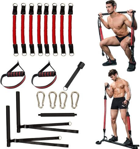 مجموعة أدوات تمارين البيلاتس المحمولة مع أشرطة المقاومة، مجموعة أدوات تدريب القوة المحمولة على شكل عصا البيلاتس، معدات تدريب الصالة الرياضية المنزلية in Kuwait