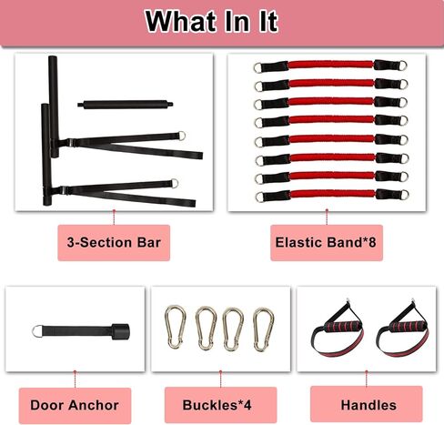 مجموعة أدوات تمارين البيلاتس المحمولة مع أشرطة المقاومة، مجموعة أدوات تدريب القوة المحمولة على شكل عصا البيلاتس، معدات تدريب الصالة الرياضية المنزلية in Kuwait