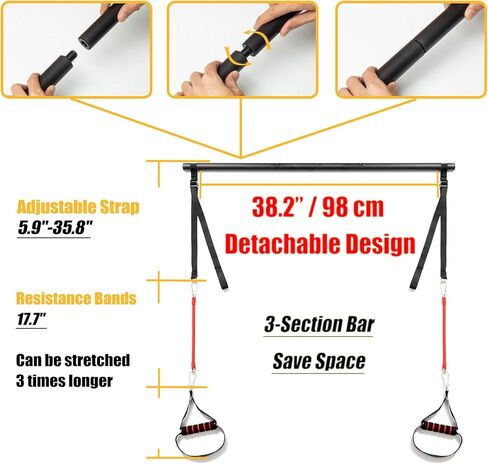 مجموعة أدوات تمارين البيلاتس المحمولة مع أشرطة المقاومة، مجموعة أدوات تدريب القوة المحمولة على شكل عصا البيلاتس، معدات تدريب الصالة الرياضية المنزلية in Kuwait